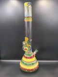 20″ HVY Glass Rasta Marbled Flower Beaker - Avernic Smoke Shop
