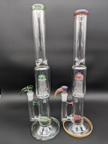 2K Glass Dual Inline to 8 Arm Bongs - Color Accented