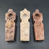 3" Flat Marble Stone Pipe w/ Flower Design - Avernic Smoke Shop