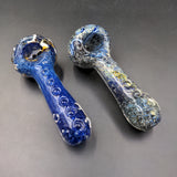 3.5" Spoon Hand Pipe with Color Glass Frit Design - Avernic Smoke Shop