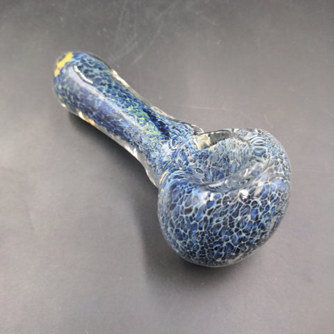 4" Blue Bubble Fusion Frit Hand Pipe