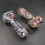 4" Candy Cane Hand Pipe Multi-Color Frit Design