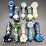 4" Etched + Sandblasted Spoon Pipes - Assorted Designs - Avernic Smoke Shop