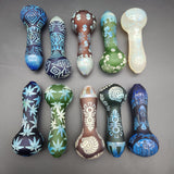 4" Etched + Sandblasted Spoon Pipes - Assorted Designs - Avernic Smoke Shop