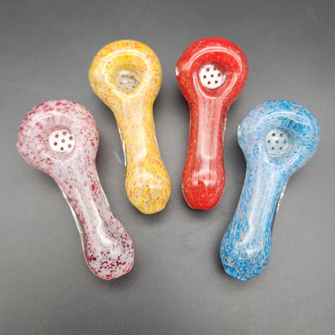 4" Fritted Color Splatter Hand Pipes w/ Glass Screen - Avernic Smoke Shop