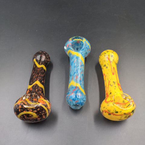 4" Fritted Latticino Hand Pipe - Avernic Smoke Shop