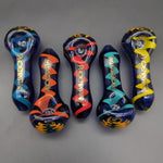 4" Multicolor Wig Wag Spoon Pipes w/ 7 Hole Screen - Avernic Smoke Shop