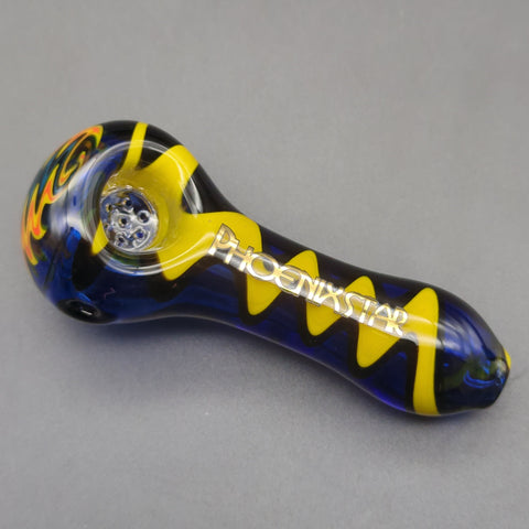 4" Multicolor Wig Wag Spoon Pipes w/ 7 Hole Screen - Avernic Smoke Shop