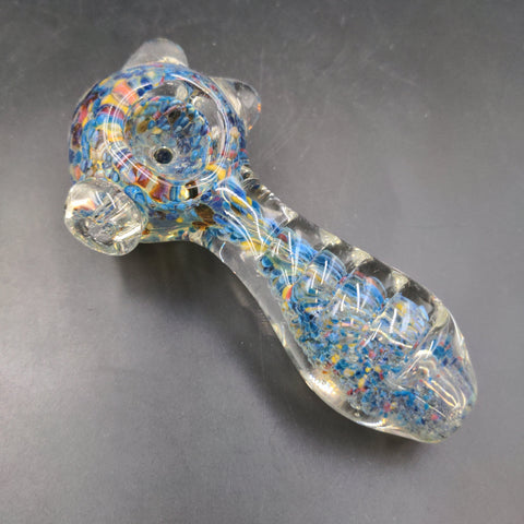 4" Rainbow Frit Ribbed Hand Pipe