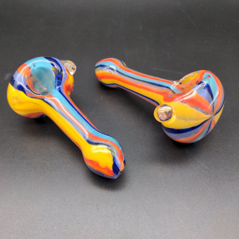 4" Rainbow Striped Glass Pipe - Avernic Smoke Shop