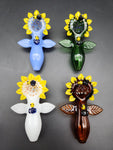 4" Sunflower Hand Pipe with Bees - Avernic Smoke Shop