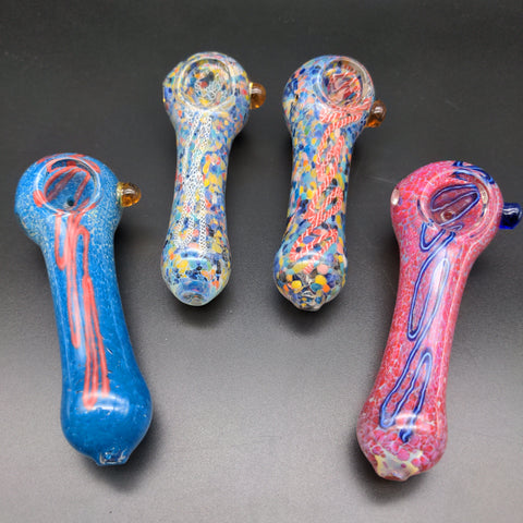 4" Twisting Frit Art Hand Pipe - Avernic Smoke Shop