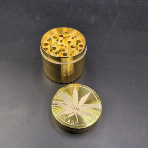 40mm Gold Leaf Grinder 4 Parts - Avernic Smoke Shop