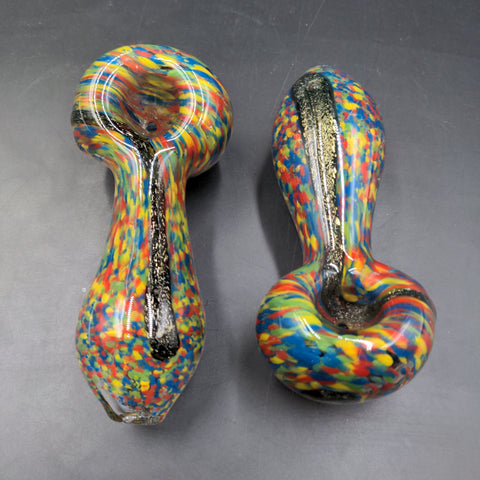 4.5" Candy Hand Pipe Spoon with Dichro Art - Avernic Smoke Shop