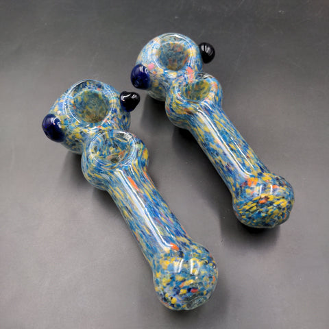 4.5" Colorful Frit Double Bowl Glass Hand Pipe - Avernic Smoke Shop