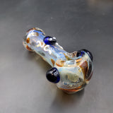 4.5" Fume Glass Hand Pipe with Frog Locket Art