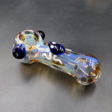 4.5" Fume Glass Hand Pipe with Frog Locket Art