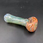 4.5" Gold Fume Glass Hand Pipe with Fancy Art