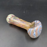 4.5" Gold Fume Glass Hand Pipe with Fancy Art