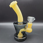 6" Grey/Yellow Mini Water Pipe - Avernic Smoke Shop