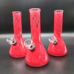 6" Red Striped Glass Bubbler Beaker - Avernic Smoke Shop