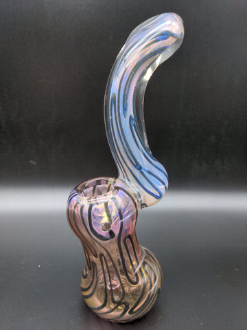 6.5" Gold Fume Bubbler with Color Lines - Avernic Smoke Shop