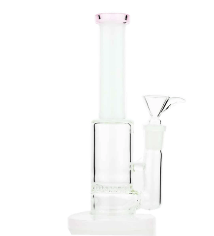 7" Bong White Tube with Honeycomb 14mm Male Bowl - Avernic Smoke Shop