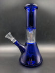 8" Blue Dome Beaker w/ One Piece Stem/Bowl - Avernic Smoke Shop