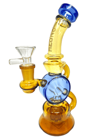 8" Gold MoZone Bent Neck Water Pipe - Avernic Smoke Shop
