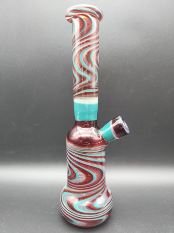 8.25" Red/Aqua Swirl UV Heady Rig - by Sprout Glass