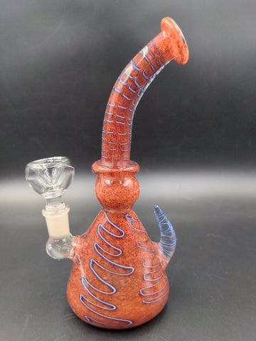 9" Bong with Full Frit Design with Horn