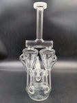 9" Glass Double Barreled White Striped Percolator Water Pipe