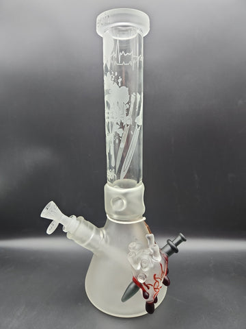 Cheech Glass - 15" Sandblasted Pulsing Heart Beaker Water Pipe - Avernic Smoke Shop