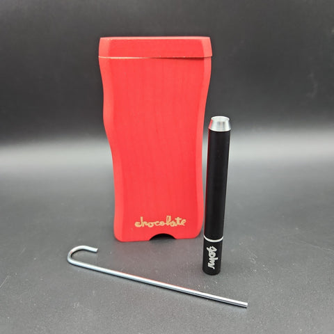 Chocolate X Ryot Red Maple Dugout with Aluminum One Hitter - Avernic Smoke Shop