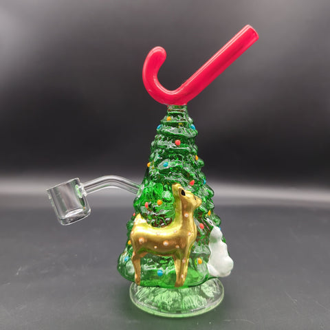 Christmas Tree w/ Candy Cane Glass Rig | 7.25" | 14mm