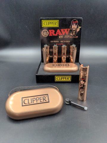 Clipper Metal RAW Mini Josh Inspired Rose Gold Lighter - Avernic Smoke Shop