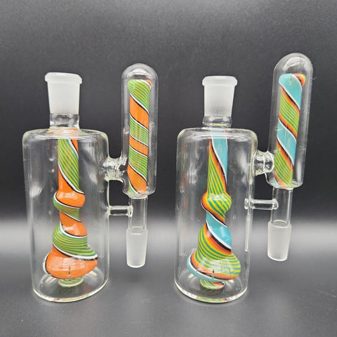 Color Spiral No-Ash Ash Catcher - 14mm 90° - Avernic Smoke Shop