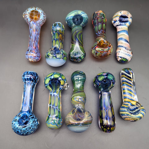 Color Work Spoon Pipe | 3.75" - 4" | Assorted - Avernic Smoke Shop