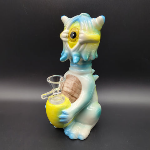 Curious Cyclops Dragon Ceramic Water Pipe | 6.5" | 14mm - Avernic Smoke Shop