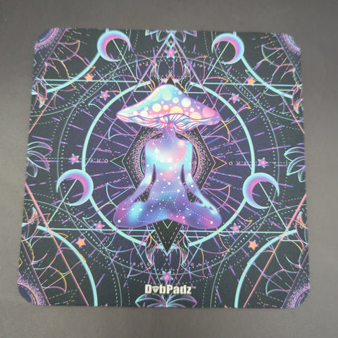 DabPadz Fabric Top Square Dab Mat | Meditating Mushroom | 6" x 6" - Avernic Smoke Shop