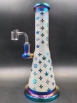 Designer Floral Diamond Rig | 9.5" | 14mm - Avernic Smoke Shop