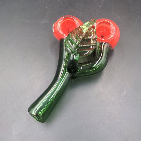 Double Cherry Glass Hand Pipe - 5.5" - Avernic Smoke Shop