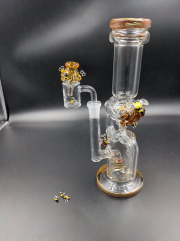 Empire Glassworks Beehive Recycler w/ Banger, Cap, and Pearls - Avernic Smoke Shop