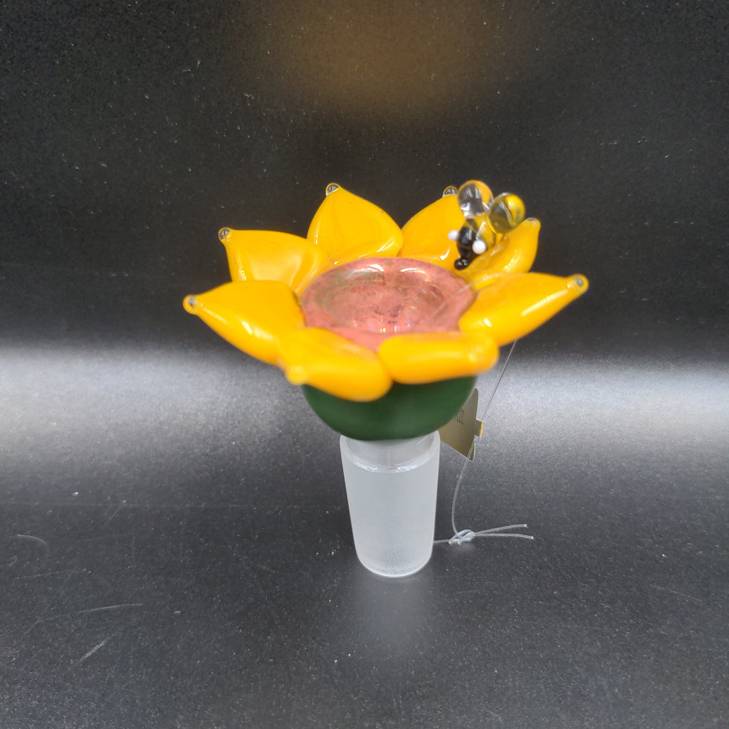 sunflower tobacco bowl 4.5" Smoking Pipe Glass Hand Pipes Yellow Flower 14mm Male Sunflower Bowl Piece