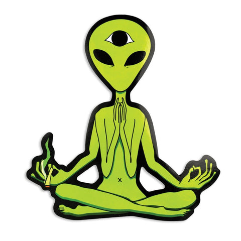 Enlightened Extraterrestrial Smoking Sticker - 4.75" x 5" - Avernic Smoke Shop