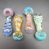 Frit & Cord Worked Spoon Hand Pipe - 3.25" - Avernic Smoke Shop