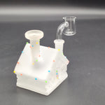 Frosted Christmas House w/ Glow in Dark Lights Glass Mini Rig | 3" | 10mm - Avernic Smoke Shop