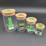 Glass Flower Storage Jars w/ Wooden Lid - Avernic Smoke Shop