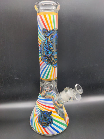 Glow Beaker Water Pipe | 14" | 14mm - Avernic Smoke Shop