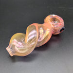 Gold Fumed Twist Hand Pipe - By SlynxxGlass - Avernic Smoke Shop